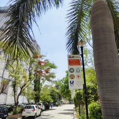 Palm-lined walkway on the HLM campus