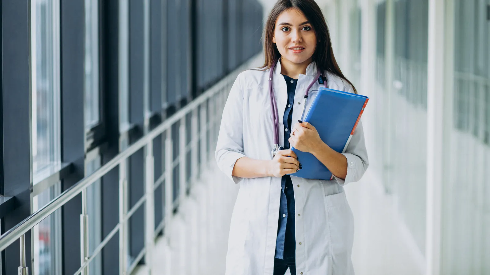 Nurse in a hospital corridor — placement support at HLM Nursing College, Ghaziabad